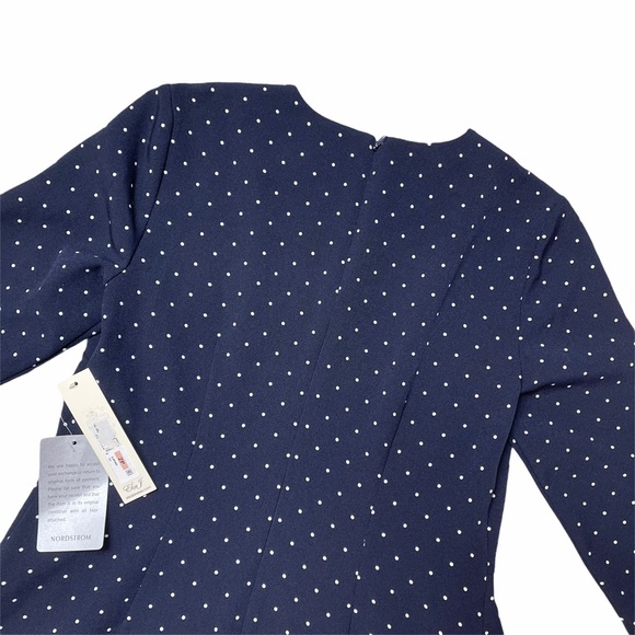 Eliza J Navy Blue Dotted Quarter Sleeve Mini Dress - Picture 6 of 8